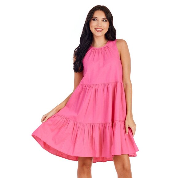 Mud Pie Pink Becker Bow Dress - Picture 1 of 16